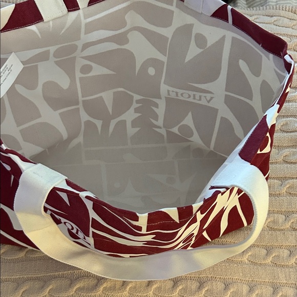 Vuori Maroon and White Patterned Tote - Picture 3 of 3